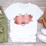 Women T-shirts Love Watercolor Heart 90s Printing Summer Autumn Print Lady Womens Stylish T Top Shirt Girl Tee T-Shirt