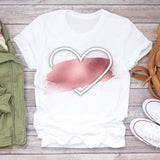 Women T-shirts Love Watercolor Heart 90s Printing Summer Autumn Print Lady Womens Stylish T Top Shirt Girl Tee T-Shirt