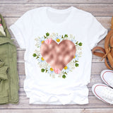 Women T-shirts Love Watercolor Heart 90s Printing Summer Autumn Print Lady Womens Stylish T Top Shirt Girl Tee T-Shirt