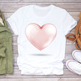 Women T-shirts Love Watercolor Heart 90s Printing Summer Autumn Print Lady Womens Stylish T Top Shirt Girl Tee T-Shirt