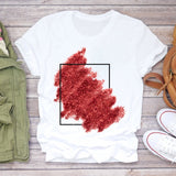 Women T-shirts Love Watercolor Heart 90s Printing Summer Autumn Print Lady Womens Stylish T Top Shirt Girl Tee T-Shirt