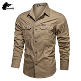 Casual Shirt 5XL 6XL Male Overshirt  Military Cotton Shirts