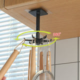 Kitchen Rotate Storage Rack Cupboard Shelf Hanging Hook Organizer Closet Clothes Shelf Hanger Wardrobe Holder Kitchen Storage