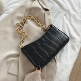Stone Pattern PU Leather Armpit Bag For Women 2021 Solid Color Chain Shoulder Handbags Female Travel Fashion  Hand Bag