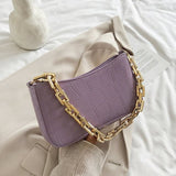 Stone Pattern PU Leather Armpit Bag For Women 2021 Solid Color Chain Shoulder Handbags Female Travel Fashion  Hand Bag