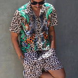 Men‘s Sets Short Sleeve Hawaiian Shirt And Shorts Summer Printing Casual Shirt