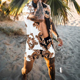 Men‘s Sets Short Sleeve Hawaiian Shirt And Shorts Summer Printing Casual Shirt