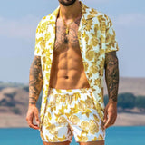 Men‘s Sets Short Sleeve Hawaiian Shirt And Shorts Summer Printing Casual Shirt