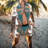 Men‘s Sets Short Sleeve Hawaiian Shirt And Shorts Summer Printing Casual Shirt
