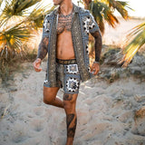 Men‘s Sets Short Sleeve Hawaiian Shirt And Shorts Summer Printing Casual Shirt