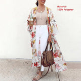 Bohemian Floral Printed Shirt Kimono ZANZEA Summer Beach Cardigan Women Open Front Long Sleeve Casual Blouse Vintage Long Tops