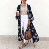 Bohemian Floral Printed Shirt Kimono ZANZEA Summer Beach Cardigan Women Open Front Long Sleeve Casual Blouse Vintage Long Tops