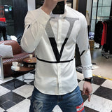 Rhinestone Long Sleeve Letter Business Shirt for Men