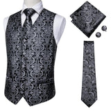 Hi-Tie 20 Color Silk Men Vests and Tie Business Formal Dresses Slim Vest