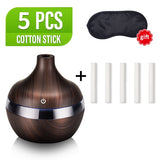 saengQ Electric Wood Grain Air Humidifier & Essential Aroma Oil Diffuser USB Mini Mist Maker LED Light