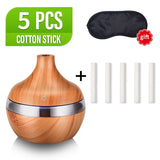 saengQ Electric Wood Grain Air Humidifier & Essential Aroma Oil Diffuser USB Mini Mist Maker LED Light