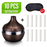 saengQ Electric Wood Grain Air Humidifier & Essential Aroma Oil Diffuser USB Mini Mist Maker LED Light