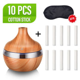 saengQ Electric Wood Grain Air Humidifier & Essential Aroma Oil Diffuser USB Mini Mist Maker LED Light