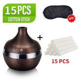 saengQ Electric Wood Grain Air Humidifier & Essential Aroma Oil Diffuser USB Mini Mist Maker LED Light
