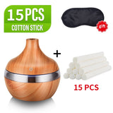 saengQ Electric Wood Grain Air Humidifier & Essential Aroma Oil Diffuser USB Mini Mist Maker LED Light