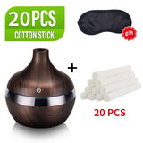 saengQ Electric Wood Grain Air Humidifier & Essential Aroma Oil Diffuser USB Mini Mist Maker LED Light