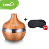 saengQ Electric Wood Grain Air Humidifier & Essential Aroma Oil Diffuser USB Mini Mist Maker LED Light