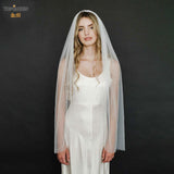 TOPQUEEN V30 1 Tier Cute Edge Bridal Wedding Veil Elegant Wedding Veil Short Veil with Comb Wedding Veil Elbow Length Veil