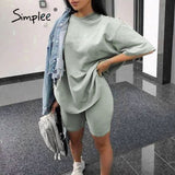 Simple Casual Solid Women's Two Piece Suits with Belt