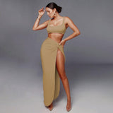NewAsia Sexy Party 2 Piece Set Women Plus Size Crop Top Twist Side