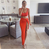NewAsia Sexy Party 2 Piece Set Women Plus Size Crop Top Twist Side