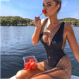 Amphiaraus Crystal Diamond Beach Dress Women Sexy V Neck Hollow Out Rhinestone