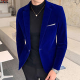 Brand clothing Men Golden velvet suit/Male slim High quality business Blazers/Groom