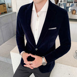 Brand clothing Men Golden velvet suit/Male slim High quality business Blazers/Groom