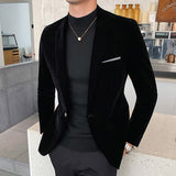 Brand clothing Men Golden velvet suit/Male slim High quality business Blazers/Groom