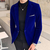 Brand clothing Men Golden velvet suit/Male slim High quality business Blazers/Groom