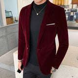 Brand clothing Men Golden velvet suit/Male slim High quality business Blazers/Groom