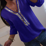Women Blouse Autumn Long Sleeve Blouse Ladies V Neck Office OL Work Loose Tops Shirt Streetwear blusa feminina Plus Size L-5XL