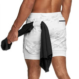 Camo Running Shorts Men 2 In 1 Double-deck Quick Dry GYM Sport Shorts Fitness Jogging Workout Men Short Pants