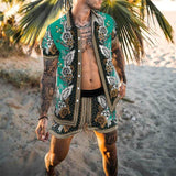 Men‘s Sets Short Sleeve Hawaiian Shirt And Shorts Summer Printing Casual Shirt