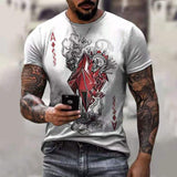Horrible Skull Spades Poker T-Shirt Casual Men Summer 3D-Print Extra-Large T-Shirt 2021 Comfort Breathable T-Shirt Tops 110-6XL