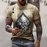 Horrible Skull Spades Poker T-Shirt Casual Men Summer 3D-Print Extra-Large T-Shirt 2021 Comfort Breathable T-Shirt Tops 110-6XL