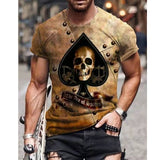 Horrible Skull Spades Poker T-Shirt Casual Men Summer 3D-Print Extra-Large T-Shirt 2021 Comfort Breathable T-Shirt Tops 110-6XL