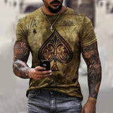 Horrible Skull Spades Poker T-Shirt Casual Men Summer 3D-Print Extra-Large T-Shirt 2021 Comfort Breathable T-Shirt Tops 110-6XL