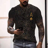 Horrible Skull Spades Poker T-Shirt Casual Men Summer 3D-Print Extra-Large T-Shirt 2021 Comfort Breathable T-Shirt Tops 110-6XL