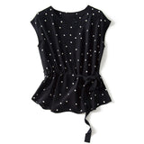 Matching suit polka dot chiffon trousers two-piece large size 2021 summer Korean fashion retro casual top wide leg pants suit