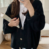 Women's Sweaters V-Neck Buttons Cardigans Oversized