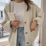 Women's Sweaters V-Neck Buttons Cardigans Oversized