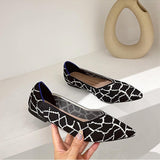 NAN JIU MOUNTAIN  Womens Shoes Autumn Single Shoes Fashion Knitted Pointed Shoes Flat Bottom Comfortable Plus Size 43