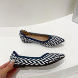 NAN JIU MOUNTAIN  Womens Shoes Autumn Single Shoes Fashion Knitted Pointed Shoes Flat Bottom Comfortable Plus Size 43