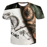 2021 New Men's Summer 3D Printed Compass T-Shirt Hip-Hop Style Large Size T-Shirt Cross Style Short Sleeve Clothing XXS-6XL